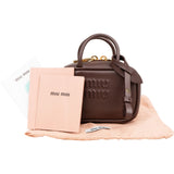 Miu Miu Brown Leather Top Handle Micro Handbag