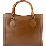 Gucci Brown Leather Bamboo Top Handle Handbag