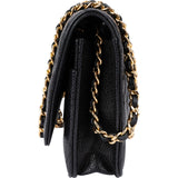 Chanel Quilted Caviar Leather Palladium Wallet On Chain Crossbody Bag