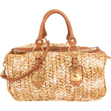 Miu Miu Woven Raffia Bauletto Coffer Handbag