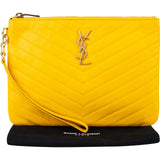 Yves Saint Laurent Yellow Leather Quilted Leather Clutch