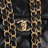 Chanel Quilted Caviar Leather Jumbo Double Flap Crossbody Bag