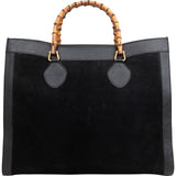Gucci Suede Top Handle Bamboo Large Tote Handbag