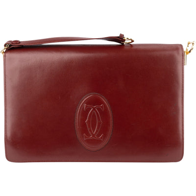 Cartier Bordeaux Leather Clutch Bag