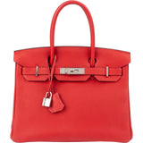Hermès Rouge Garance Togo Leather Palladium Birkin 30 Handbag