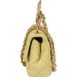 Chanel Green Quilted Lambskin Mini Square Bracelet Handle Singel Flap Crossbody Bag