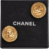 Chanel Vintage Gold Tone CC Emblem Clip-On Earrings