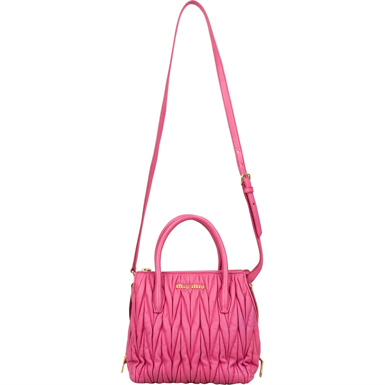 Miu Miu Pink Matelassé Nappa Leather Handbag - vintageandkickz