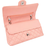 Chanel Quilted Caviar Leather Palladium Medium Double Flap Shoulder Bag