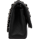 Chanel Quilted Lambskin Palladium Jumbo Double Flap Crossbody Bag