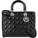 Christian Dior Patent Cannage Leather Large Lady Dior Handbag