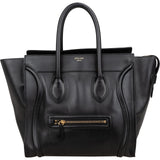 Céline Smooth Black Leather Luggage Handbag