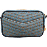 Saint Laurent Chevron Denim Lou Camera Crossbody Bag