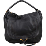 Chloé Black Leather Marcie Saddle Large Hobo Shoulder Bag