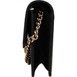 Gucci Black Leather Interlocking GG Wallet On Chain Crossbody Bag