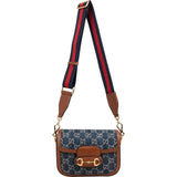 Gucci Monogram GG Denim Horsebit 1955 Shoulder Crossbody Bag