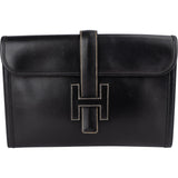 Hermès Noir Box Calf Jige Clutch