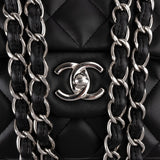 Chanel Quilted Lambskin Palladium Jumbo Double Flap Crossbody Bag