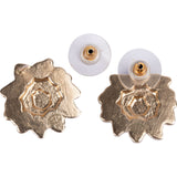 Chanel Gold CC Camellia B&W Earrings