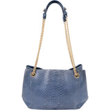 Chanel Bleu Python CC Shopping Tote Shoulder Bag