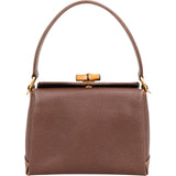 Gucci Brown Leather Bamboo Lock Top Handle Handbag