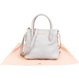 Miu Miu Grey Vitello Daino Leather Side Zip Small Tote Handbag