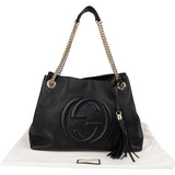 Gucci Grained Leather Soho Chain Tote Crossbody Bag