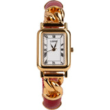 Loewe Gold Tone Chain Link Leather Watch