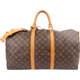 Louis Vuitton Monogram Canvas Keepall 50 Bandoulière Travel Bag