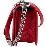 Chanel Perforated Quilted Lambskin Palladium Medium Boy Crossbody Bag