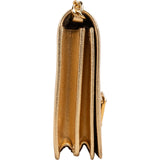 Prada Golden Platino Saffiano Leather Triangle Flap Mini Crossbody Bag