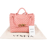 Bottega Veneta Pink Intrecciato Leather Small Andiamo Tote Handbag