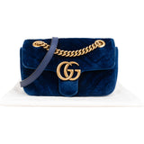 Gucci Velvet Matelassé GG Marmont Small Crossbody Bag
