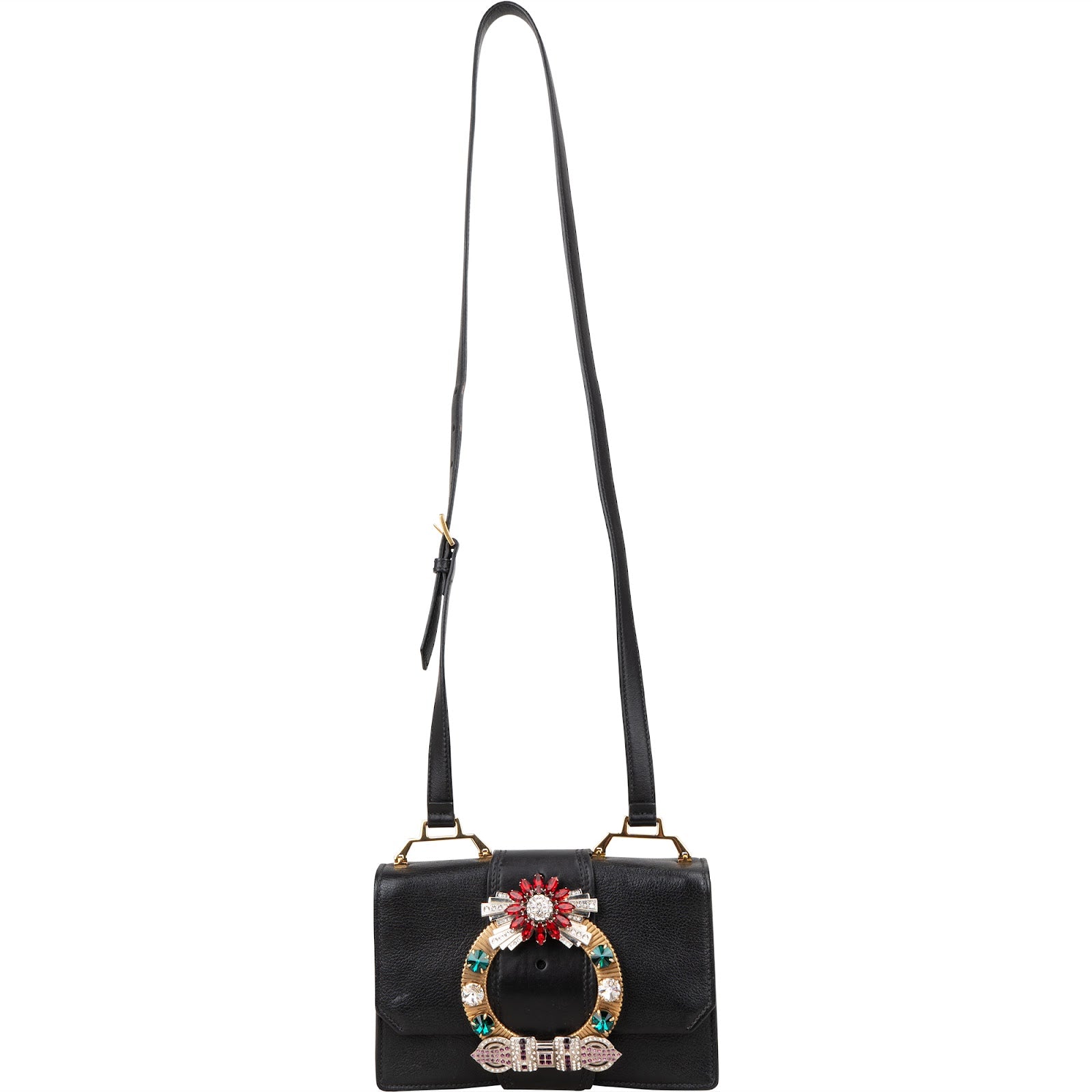 Miu Miu Madras Crystal Leather Crossbody Bag - vintageandkickz