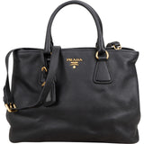 Prada Black Vitello Daino Leather Tote Handbag