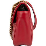 Gucci Red Quilted Leather Marmont GG Small Flap Crossbody Bag