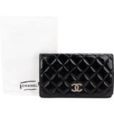 Chanel Quilted Patent Leather Crystal CC Flap Wallet