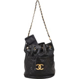 Chanel Quilted Lambskin CC Drawstring Bucket Crossbody Bag