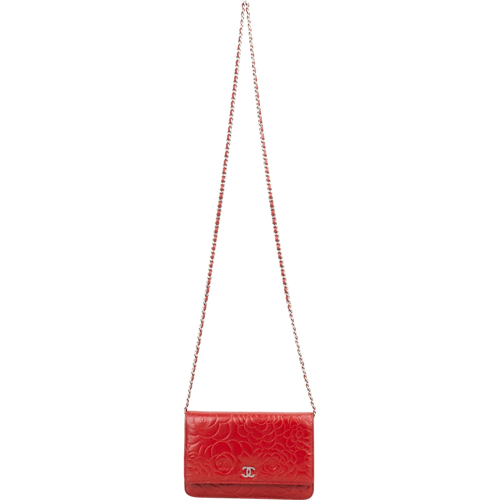 [🔄️B20 / F44] Chanel Embossed Camellia Leather Wallet on Chain Crossbody Bag - vintageandkickz