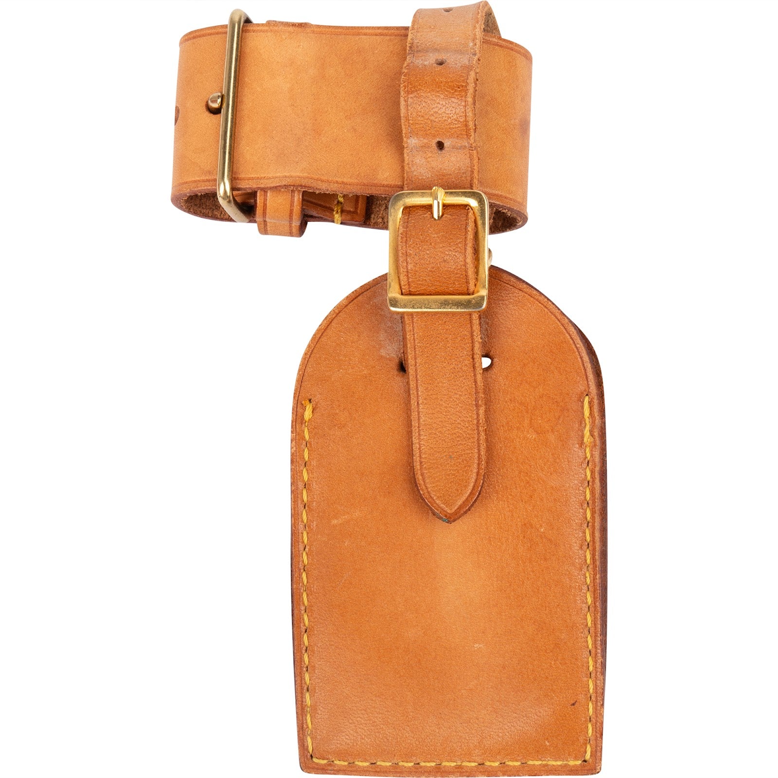 [🔄️B21 / F39] Louis Vuitton Vachetta Leather Luggage Tag - vintageandkickz