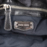 Miu Miu Noir Calfskin Coffer Pocket Tote Shoulder Bag