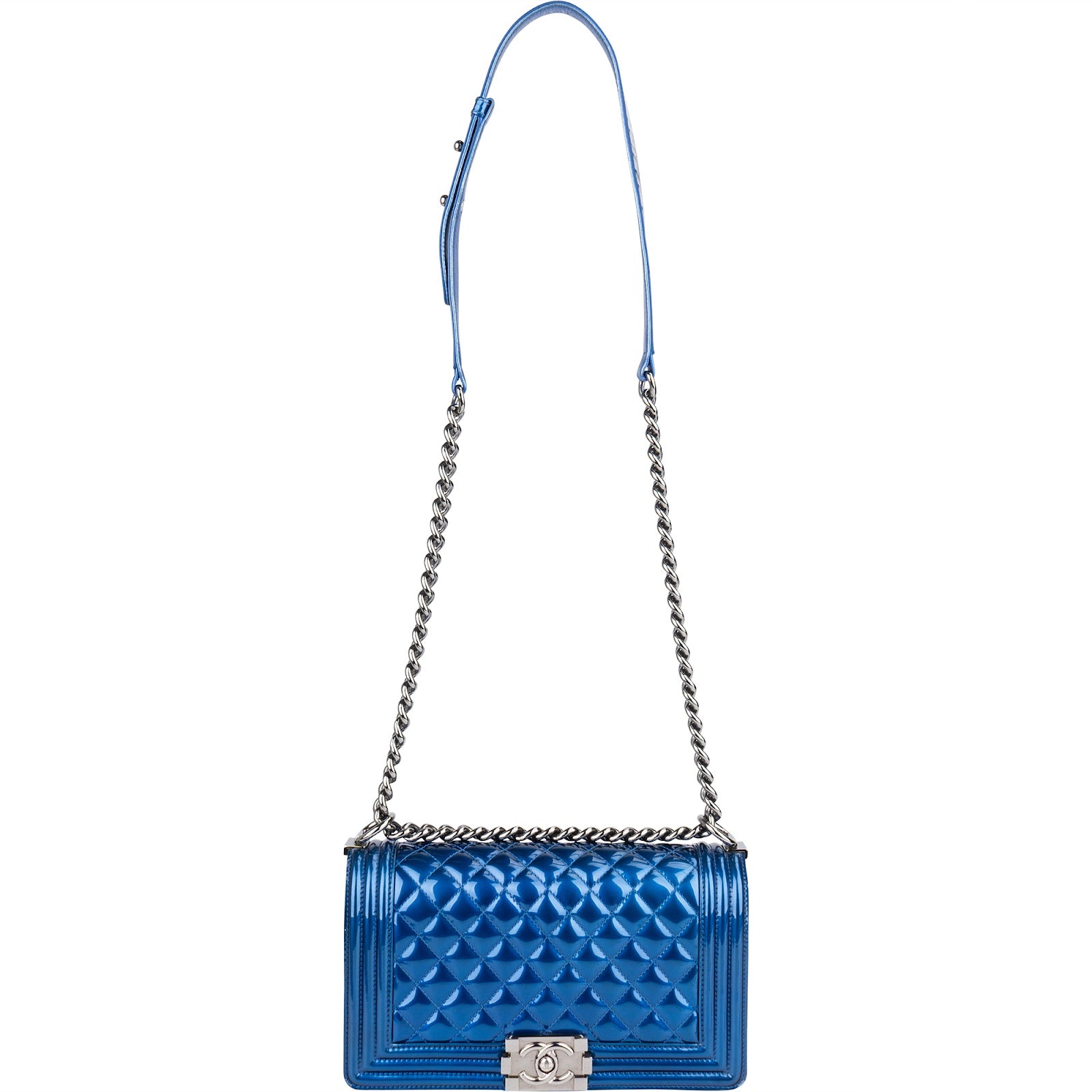 Chanel Quilted Patent Leather Boy Single Flap Crossbody Bag xx flecken auf der Lackleder Klappe? - vintageandkickz