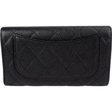 Chanel Quilted Caviar Leather CC Classic Long Double Flap Wallet