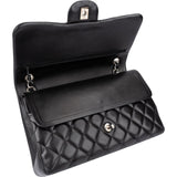 Chanel Quilted Lambskin Palladium Jumbo Double Flap Crossbody Bag