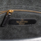 Valentino Black Leather Animal Fantasia Embroidered Joylock Top Handle Handbag