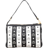 MCM Monogram Visetos Black and White Vertical Stripe Liz Clutch Shoulder Pochette Bag - vintageandkickz