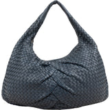 Bottega Veneta Blue Intrecciato Quilted Leather Belly Shoulder Bag