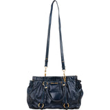 Miu Miu Navy Vitello Lux Leather Satchel Handbag