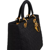 Christian Dior Quilted Nylon Cannage Lady Dior Handbag