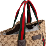 Gucci Monogram GG Canvas Web Large Tote Handbag